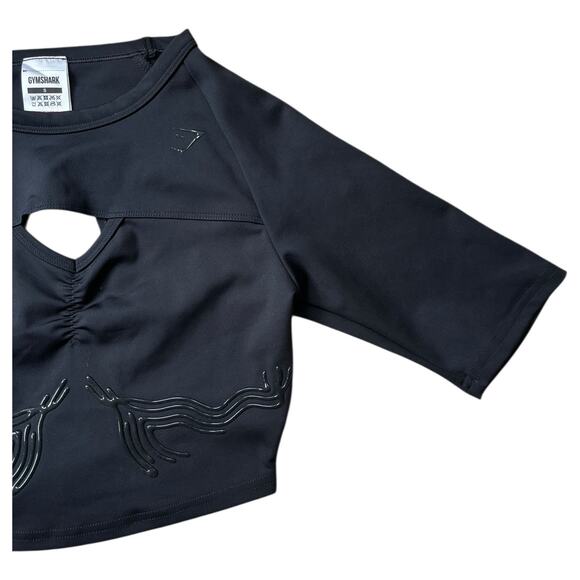 NEW Gymshark Black Athletic EXO Crop Top Front/Back Cut Outs Women's Small - Picture 2 of 6